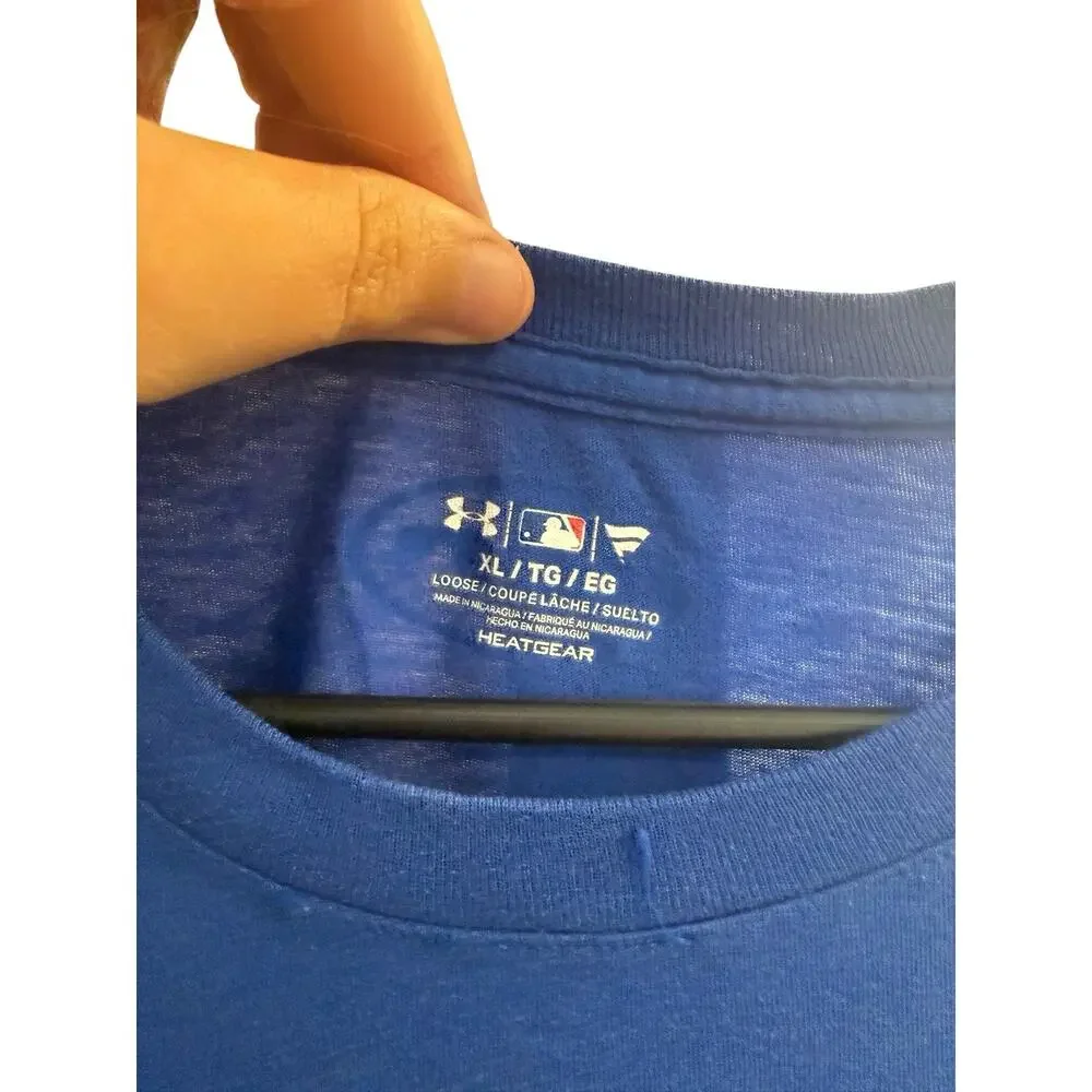 Under Armour Official HeatGear MLB Chicago Cubs Blue Short Sleeve Shirt, Size XL